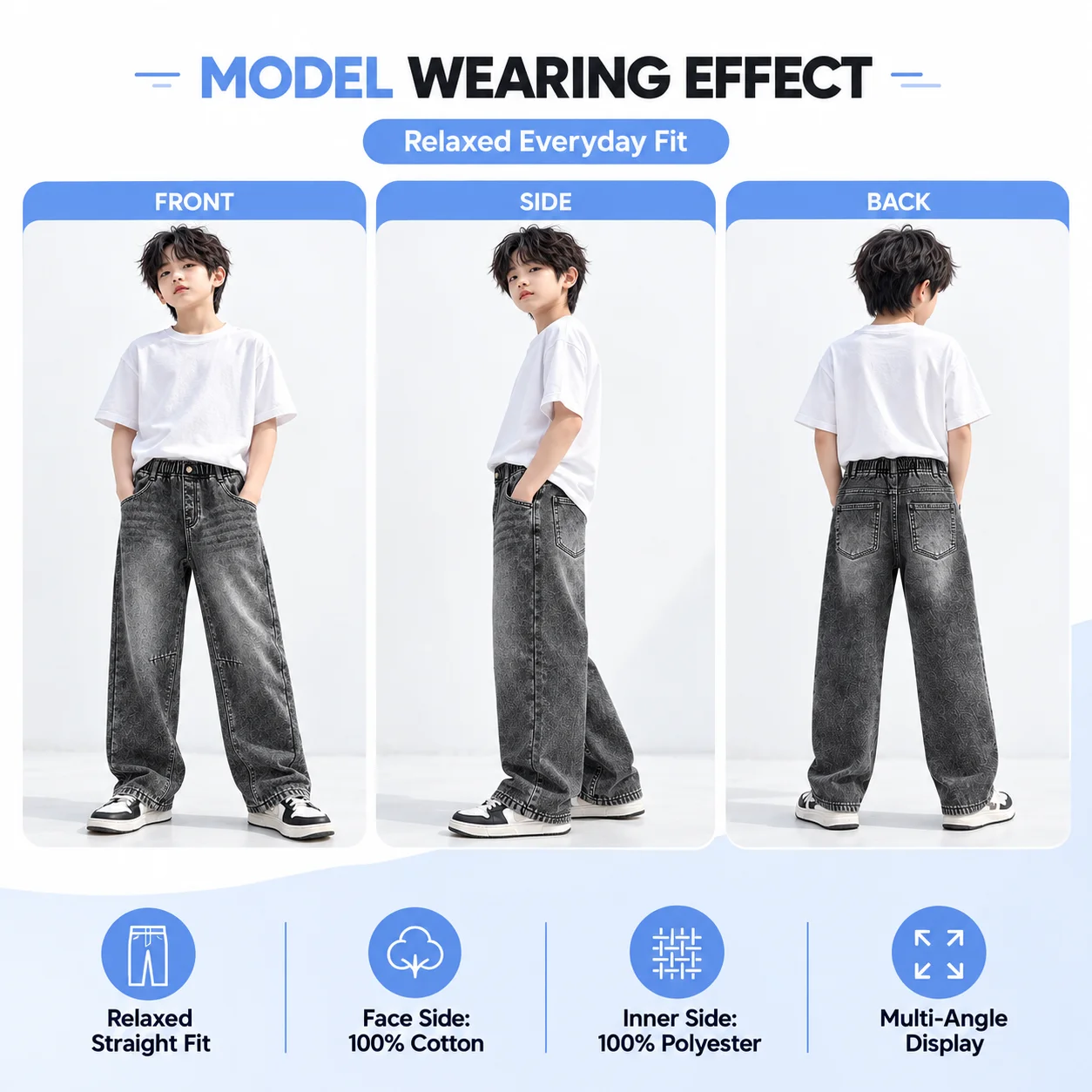 New Latest Design Boy Fit Heavyweight Jeans Latest Trending Best Quality Stone Washed Denim Pants Jeans OEM Service