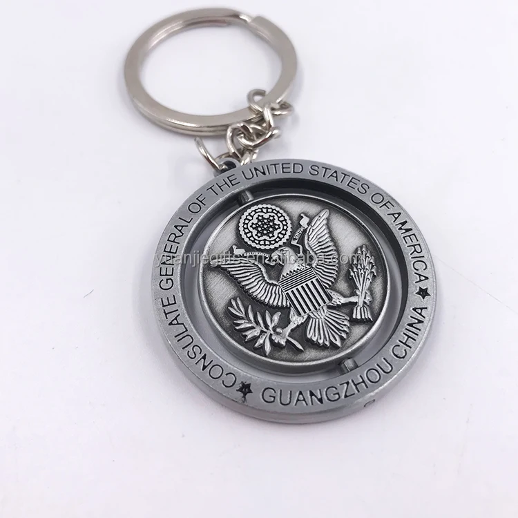 Metal Engraved Rotating Key Chains With Spinning Custom Company logo