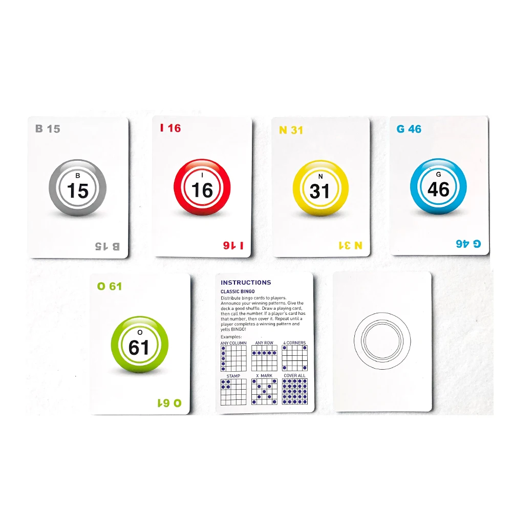 Красочные 2.5X3.5 дюймов бинго визитных карточек цельная доска 75 номера пакет 77