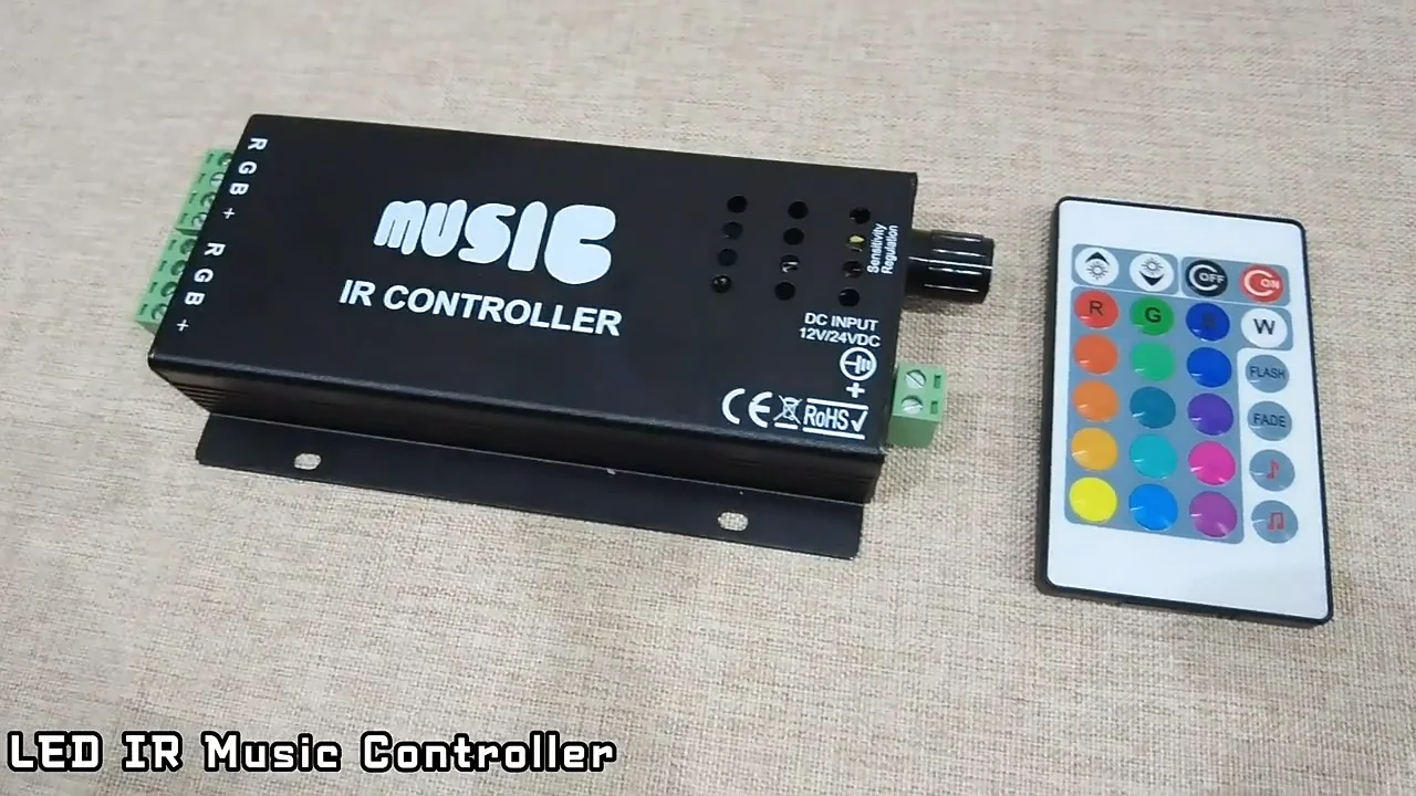 Ir Rgb 12v Music Controller 24v 18a 432w Pwm 24key Ir Remote Control Ce