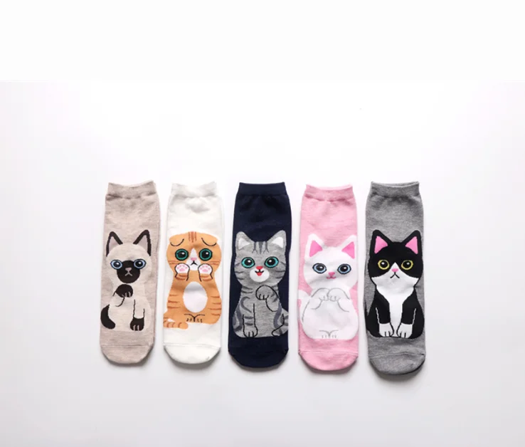 HF Women socks Amazon in tube cat pattern cotton socks casual striped stockings socks