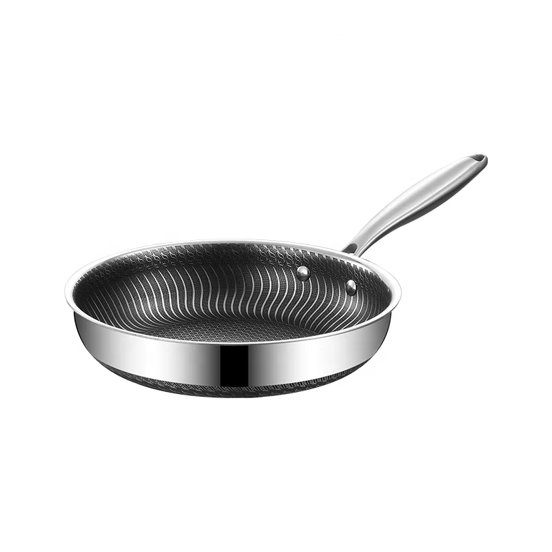26 28 30 32cm Grill pan Food grade 304 stainless steel Honeycomb frying pan with stainless steel handle
