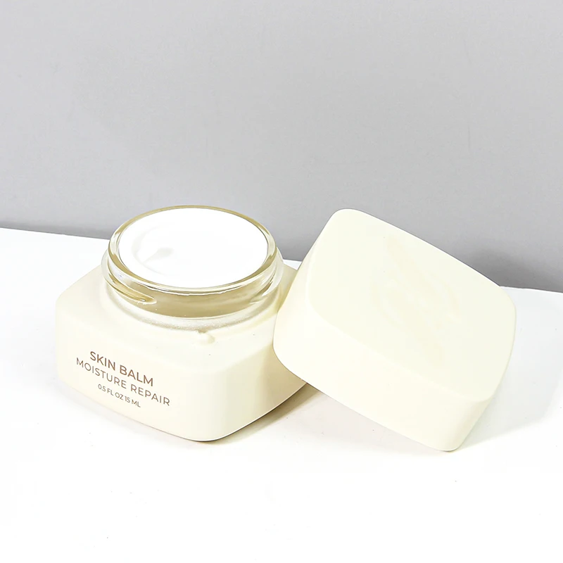 Cosmetic Packaging Custom Soft Touch Finish Empty Cosmetic Lip Balm Container square Frosted Small Jar Face Eye Cream Jar