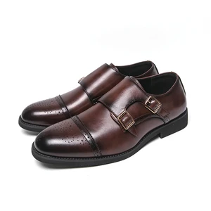 New Products Buckle Strap Fashion Style Men's Business Dress Shoes Italian Genuine Leather Shoes Oxfords