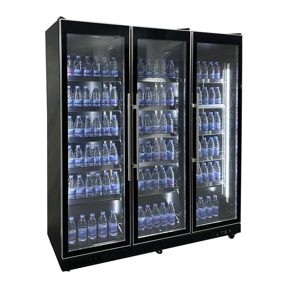 High Quality Cold Drink Refrigerator Transparent Glass Used Supermarket Refrigerator and Freezer