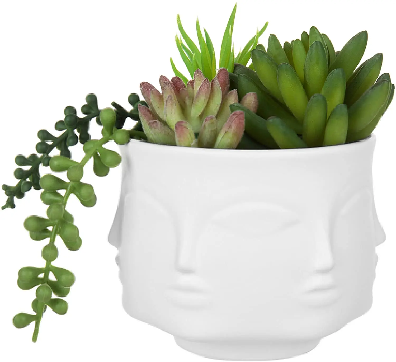 Flower Vase Multi Sides Cactus Face Planter Home Succulent Window Modern Ceramic 