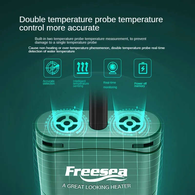 Freesea 50W-1200W Aquarium Heater Removable Glass PTC Cut-Off Water Heater for Turtle Fish Tank for 1000W 800W 500W 300W 200W