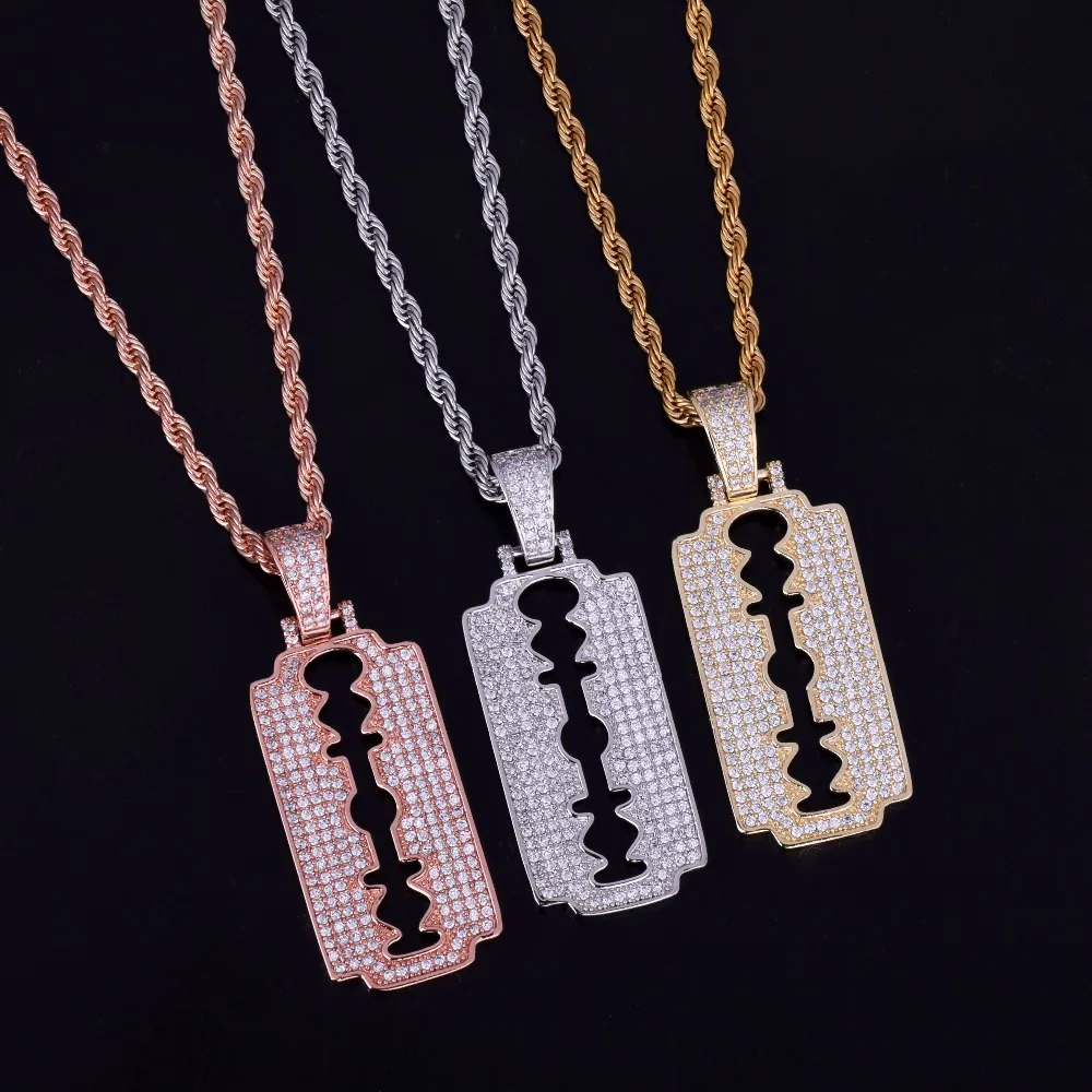 Bling Jewelry Men's Razor Blade Dog Tag Necklace