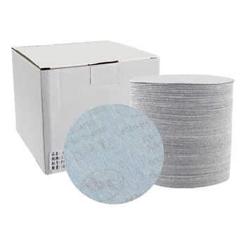 100 Pcs/Pack 5" Hook & Loop Abrasive Sanding Disc White Dry Sandpaper Wood Furniture Polishing