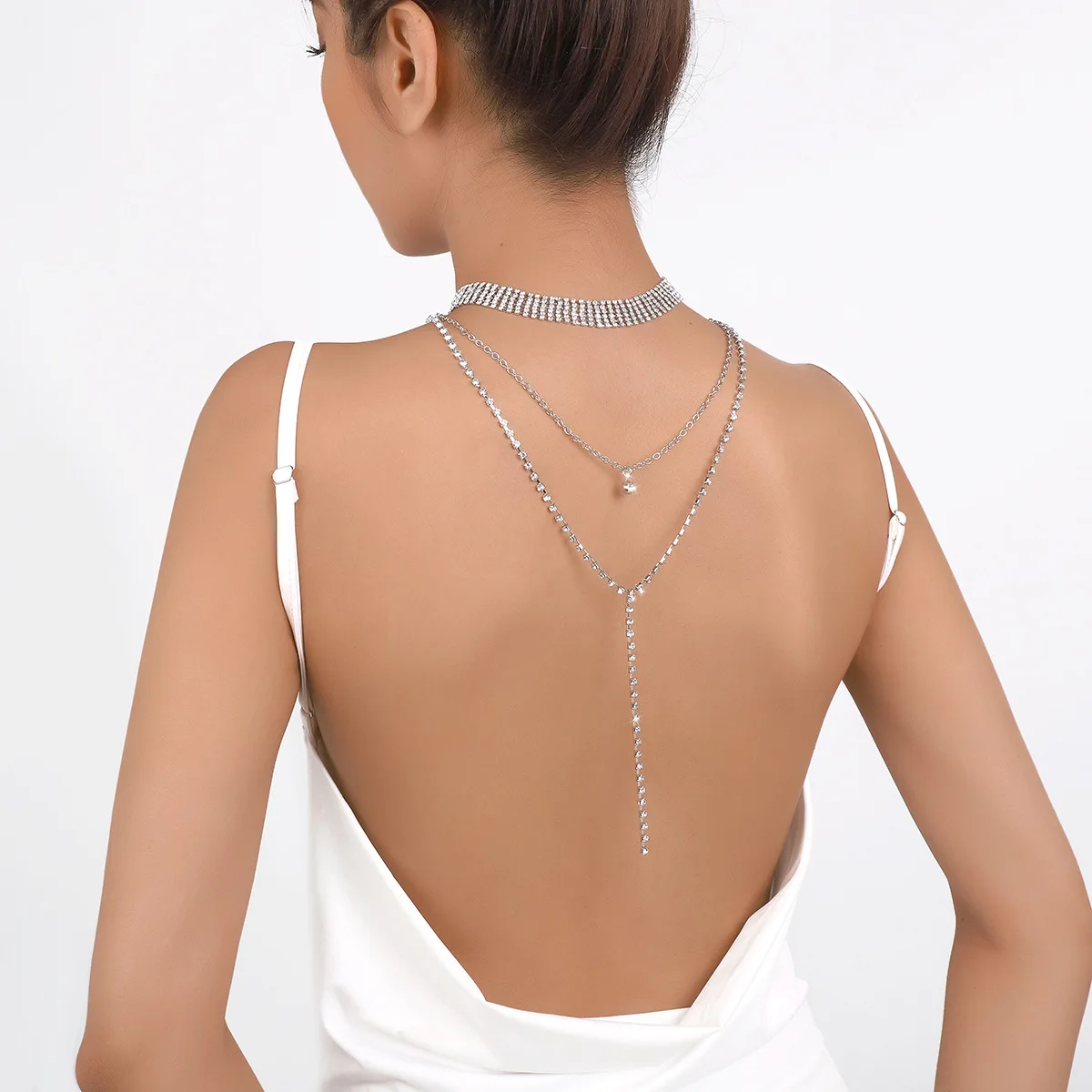2023 Multi Layer Crystal Diamond Choker Necklace Fashion Full Rhinestone Long Statement Necklace for Women Party Accessories