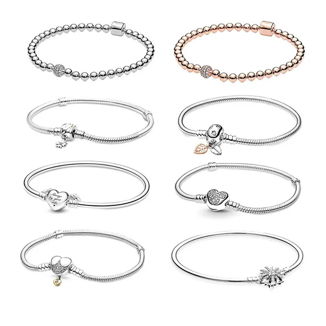 PanjiadoraBBF S925 Silver Love T-shaped Buckle Snake Bone Chain White Copper Plated All- Match Light Luxury Bracelet