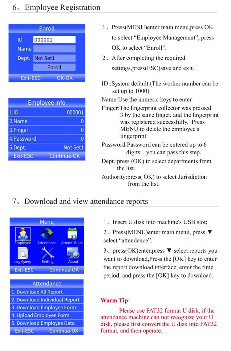 F01 Biometric Attendance System with Software Free&Colorful Display