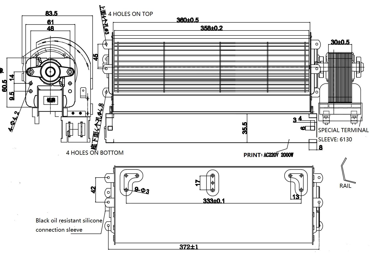 Cross Flow Fan, 220V, 50Hz, 35w - detail 14