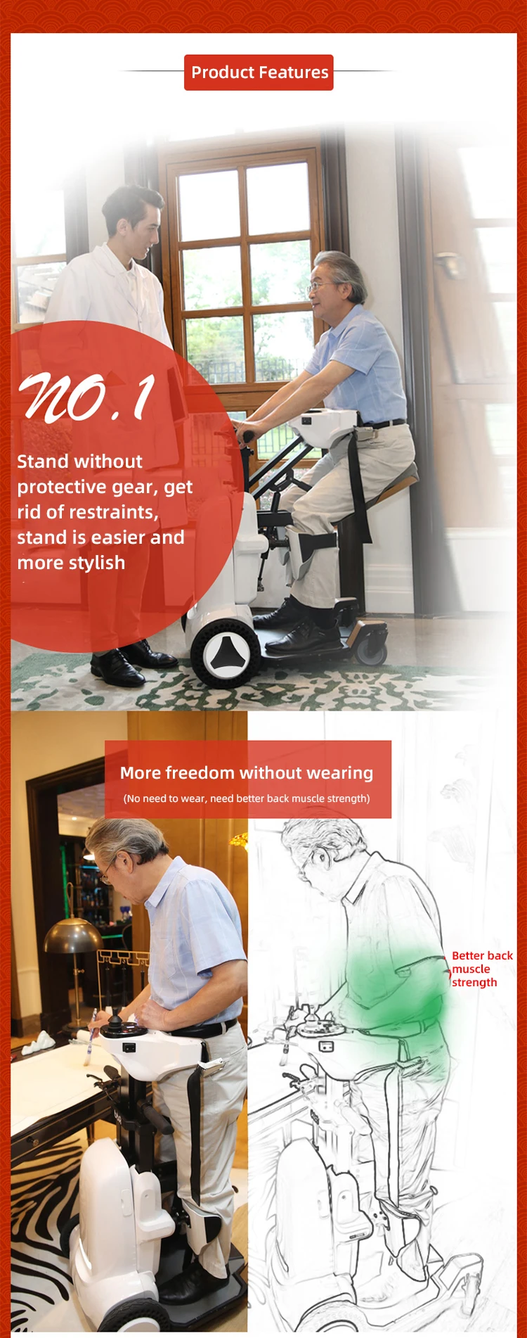 Electric Assist Standing Wheelchair Auto folding with Smart App Lifting assist power chair for the Hemiplegia patient manufacture