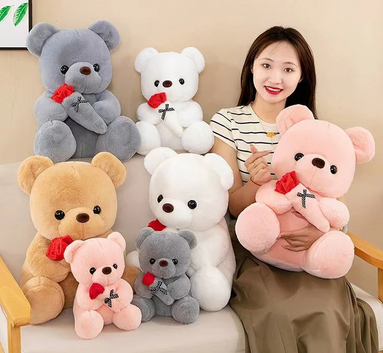Cute Rose Teddy Bear Plush Toy Doll