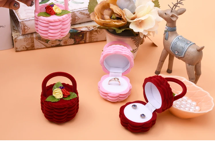 Cute Earring Box Flannel Ring Box Cartoon Jewelry Box Proposal Ornament  Ornament Box Jewelry Storage Box One Pack