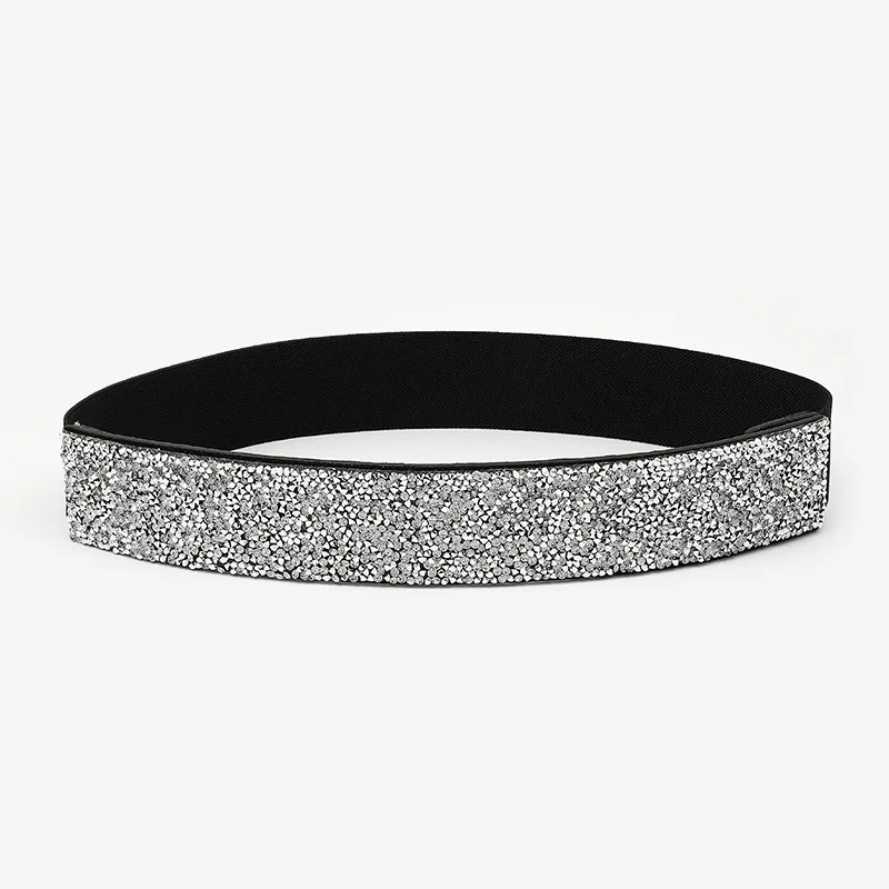 Fashion Shiny Rhinestone Belt Stretch Bling Waist Belt Sparkle Elastic  Cinch Belt Black Silver Dress Belt for Clubwear| Alibaba.com