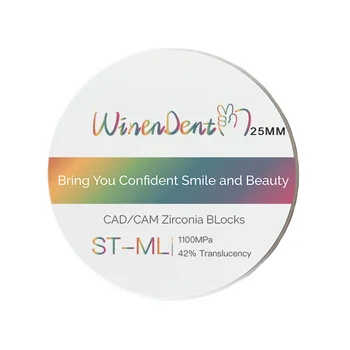 Cad cam dental manufacturer ST-ML utml  98mm 25mm multilayer dentaire zirkonzahn zirconia block