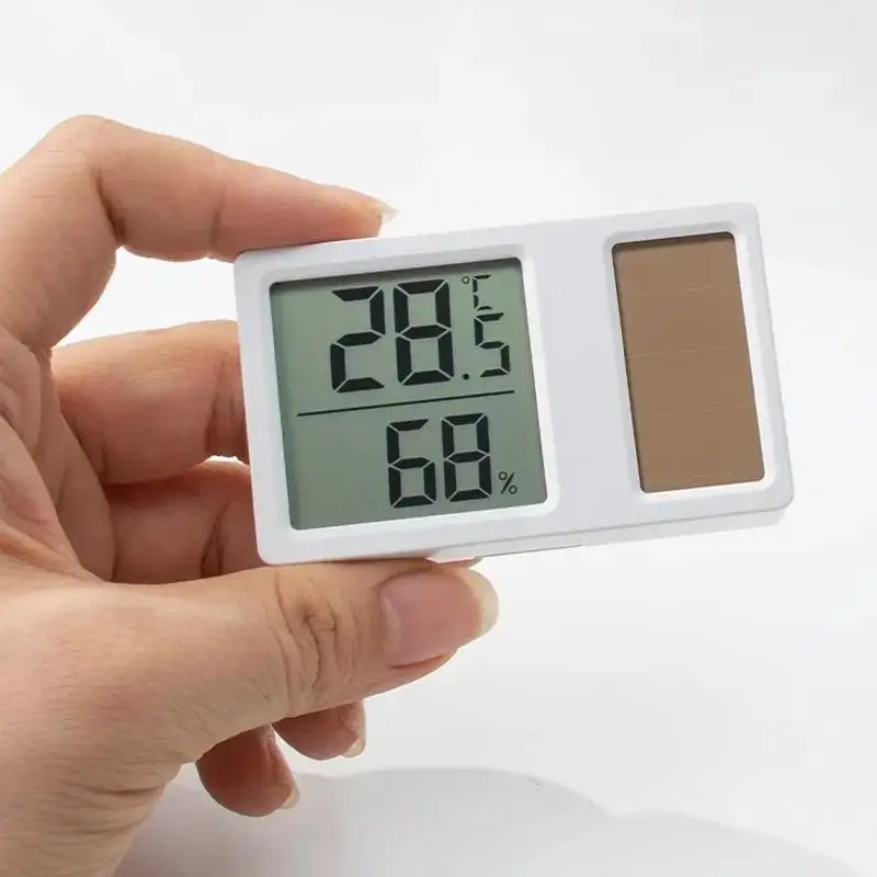 Mini Hygrometer Small Standing Wall Mounted Solar Digital Temperature and Humidity Meter Household Indoor Thermometer