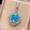 Navy blue pendant with box chain