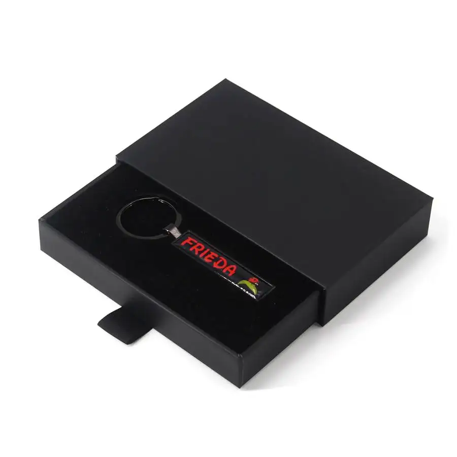Custom Logo Printed Small Gift Paper Sleeve Drawer Slide Pull Out Key Chain Keychain Packaging Drawers Paper Boxes