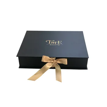 Luxury Foldable Magnetic Folding Cardboard Shopping Gift Packaging Paper Box With Ribbon Recycle Folding Paper Gift Box