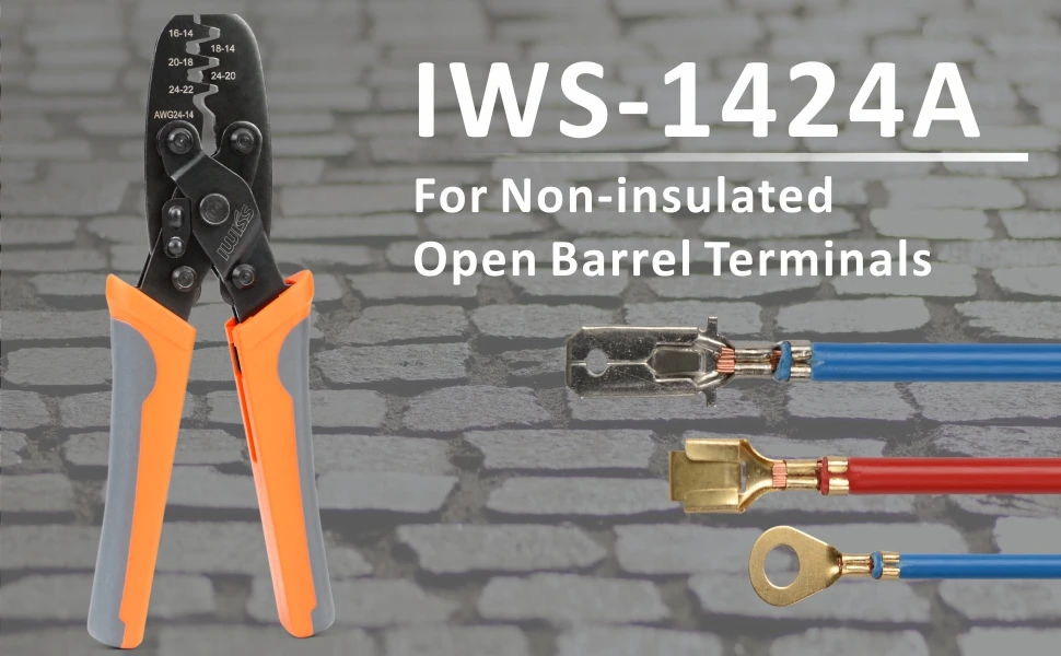 Iwiss Non Insulated Open Barrel Terminal Crimp Tool - Wire Crimper for Molex, Delphi, AMP/Tyco, Harley, PC/Computer