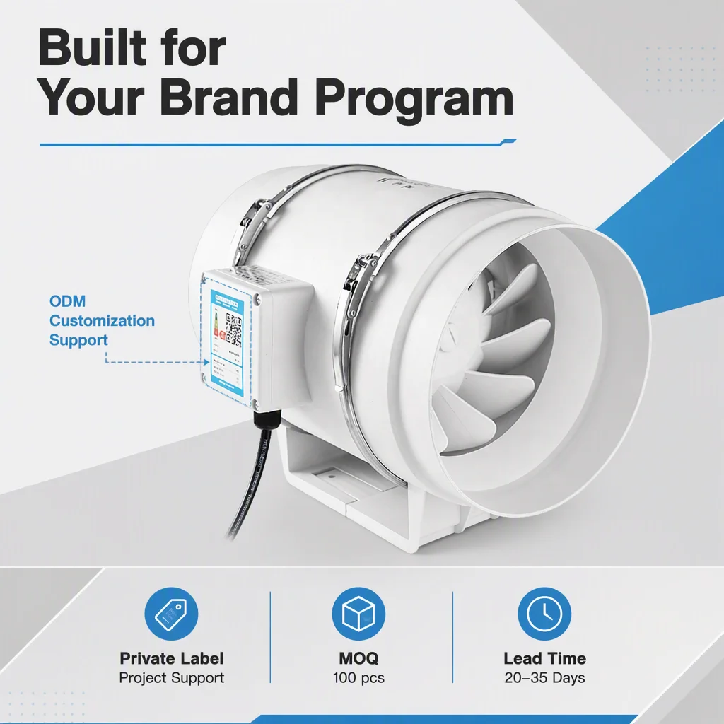 Inline Duct Fan, 200mm, 240V, Plastic - detail 12