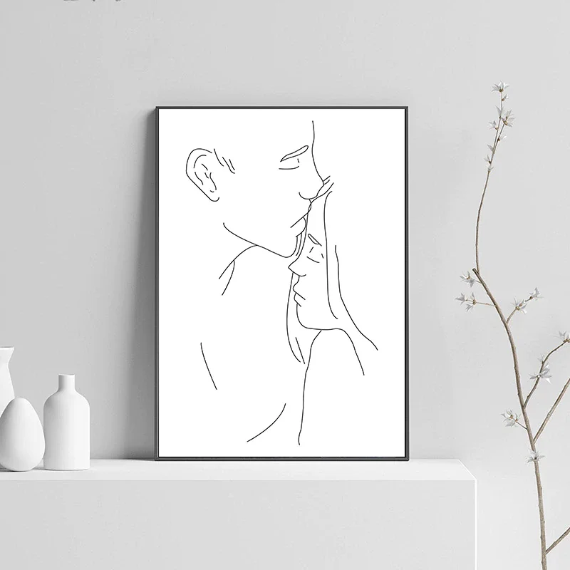 Abstract Black And White Sketch Line Art MODERN SKETCH Portrait From Photo Custom Line Drawing Couples Gift Idea Modern custom portrait