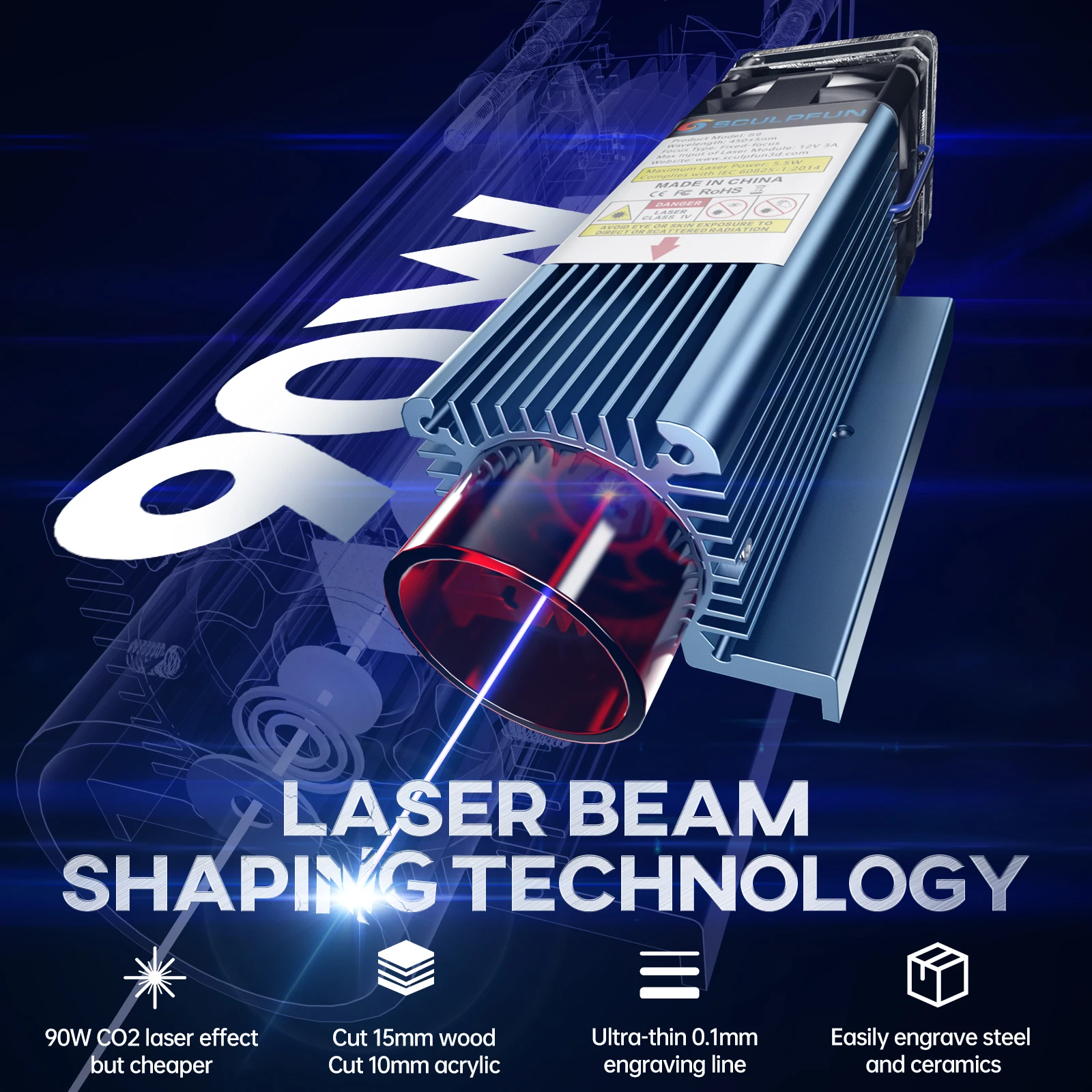 SCULPFUN S9 5.5w 410*420 彫刻機 木材 紙 段ボール PCB基板 レーザー