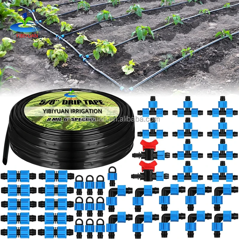 Farm Drip Irrigation System for 2 Hectare Kit Valve Connectors Roll 2000M 16mm Drip Irrigation Tape 40cm Between Plants