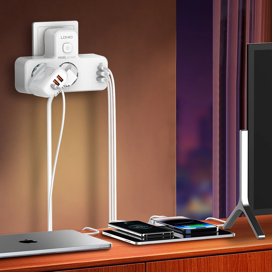 LDNIO LDNIO SE2337 Universal Outlets Power Strip Tower 2 Outlet Wall Electric Plug PD 20W USB Power Cube Power Socket