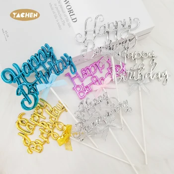 YACHEN Wholesale Birthday Cake Decoration Happy Birthday Plastic PP Cake Toppers Party Baking Decoration Supplies