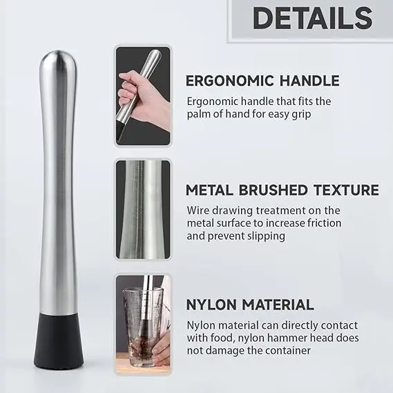 Milk Tea Ice Hammer Stainless Steel Muddler Plastic Lemon Hammer Shaker