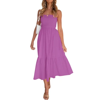 2024 Summer Modest Evening Dress Floral Printed Dresses Women Lady Elegant Strapless Beach Party Long Custom Dress