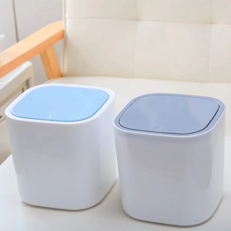 Hot Sale Press Open Table Mini Desktop Storage Bins Waste Bins Plastic Trash Can Small Plastic Bin with Sliding Lid TV Shopping factory