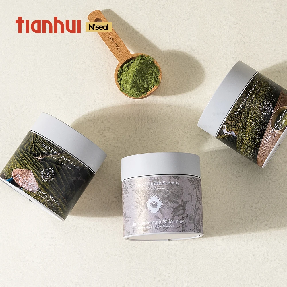 Tianhui Food Grade Metal Tins with Airtight Seal Screw Lid for Matcha Tea Powder Packaging
