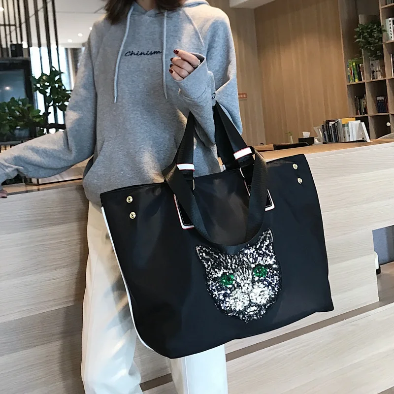Ling Yu Cartoon Anime Summer Travel Bag Women’s Lightweight Simple Oxford Cloth Sports Fitness Korean Style Stowable Polyester