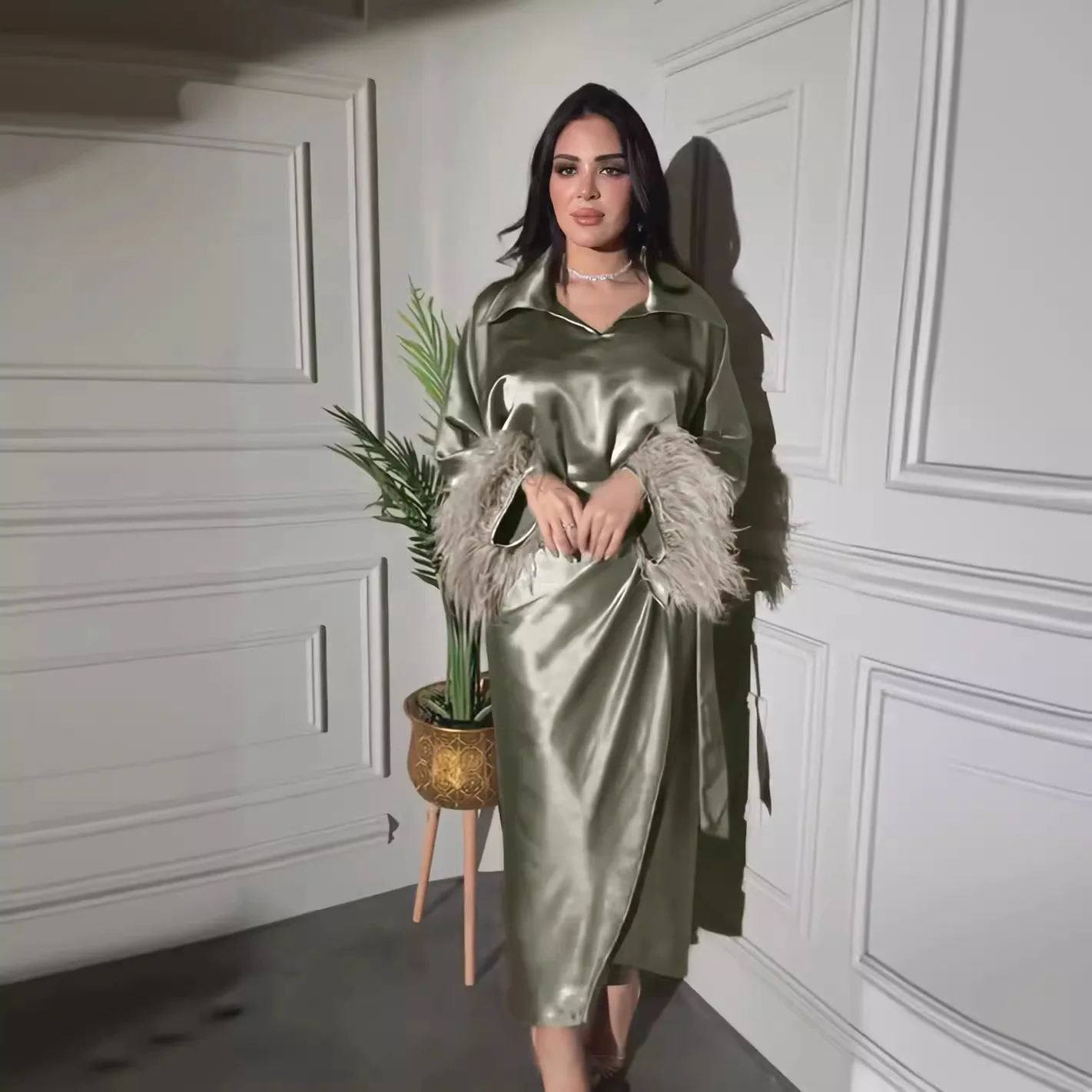 Vestido Batas De Raso Baratas Chales De Boda De Plumas, Bata Con