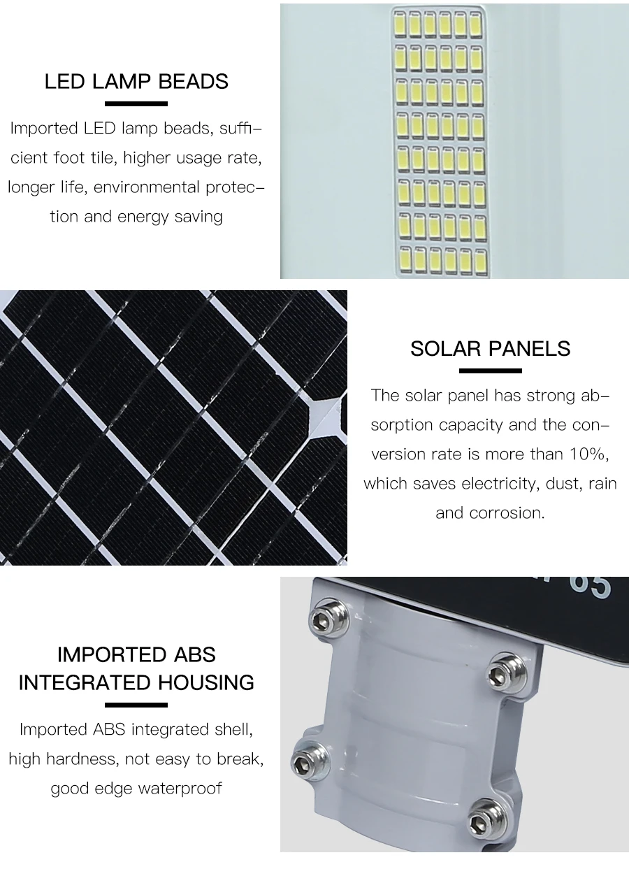 Die Casting Aluminum All In One Solar LED Street Light Mono Solar Panel High Heat Dissipation