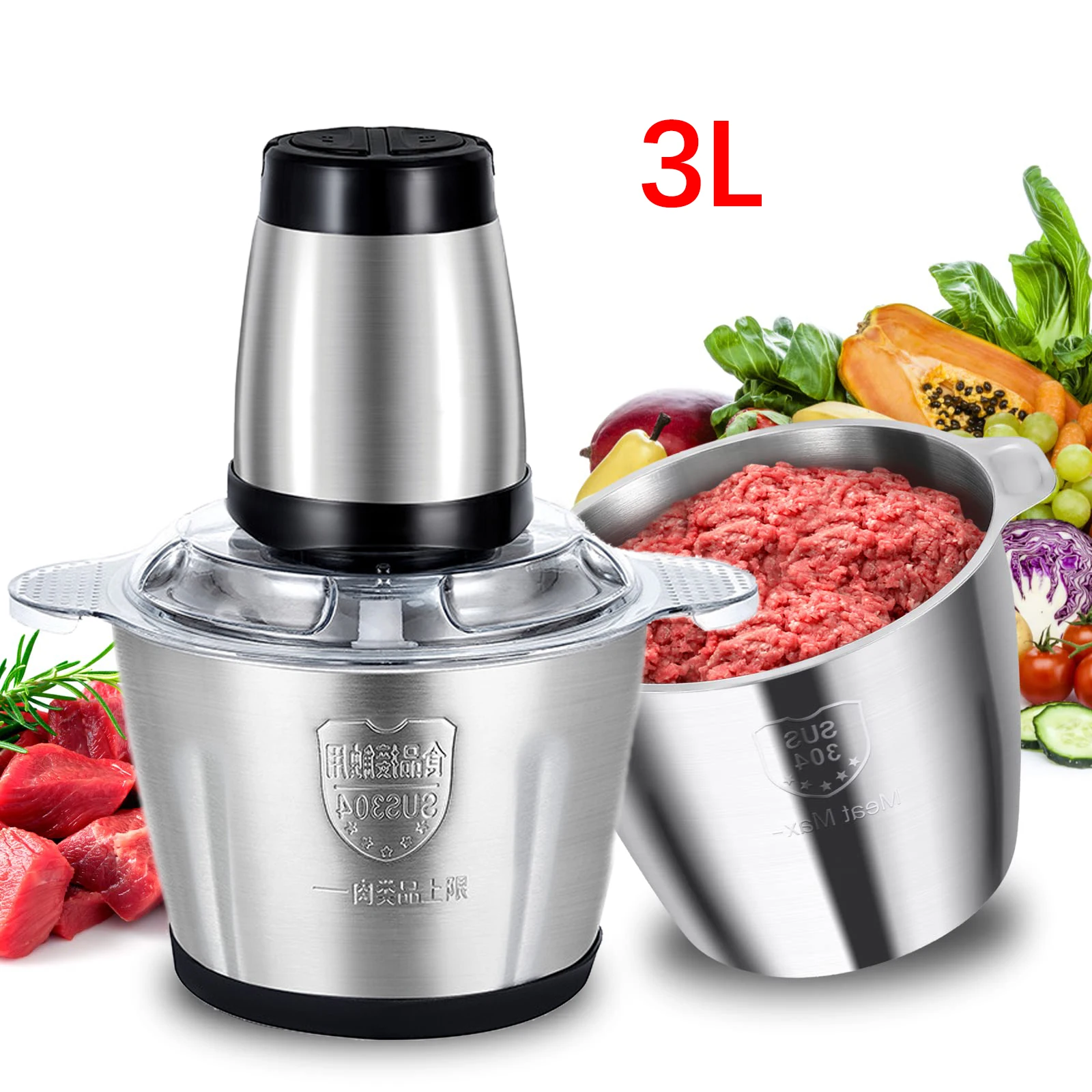 Buy Wholesale China Kitchen Cooking Electric Food Processor 2l Food Meat Grinder  Vegetable Chopper With Garlic Peeler & Food Processor Chopper at USD 11.7