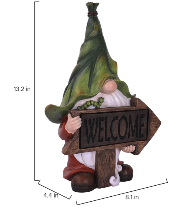 Наружное водонепроницаемое украшение для сада, статуэтка гнома из смолы, знак приветствия со светодиодами на солнечной батарее