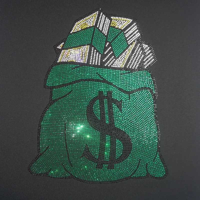 Cheap wholesale custom letter iron on rhinestone design heat transfer for jeans