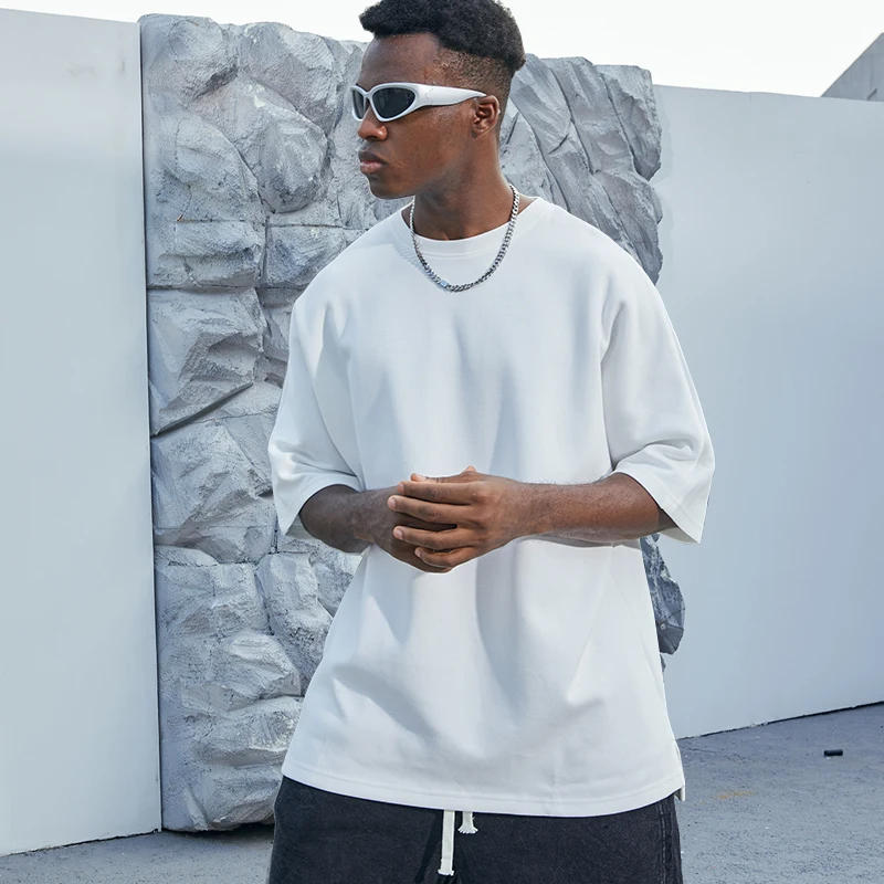 Custom Brand Logo Vintage Men's Loose Side Vent T-Shirt New Design Heavy Weight 100% Cotton Quick Dry Oversized Fit