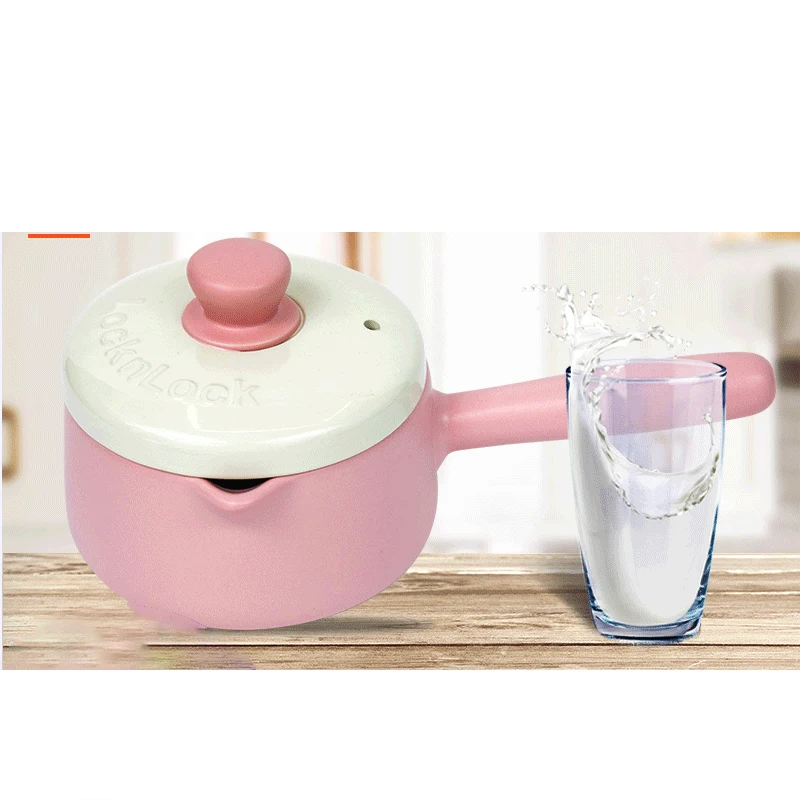 Pink Pig Ceramic Milk Coffee Heating Pot Baby Food Sauce Pan Kitchen Tools  Single Handle Non-stick Cooking Pot With Cover La135 - Milk Pot - AliExpress