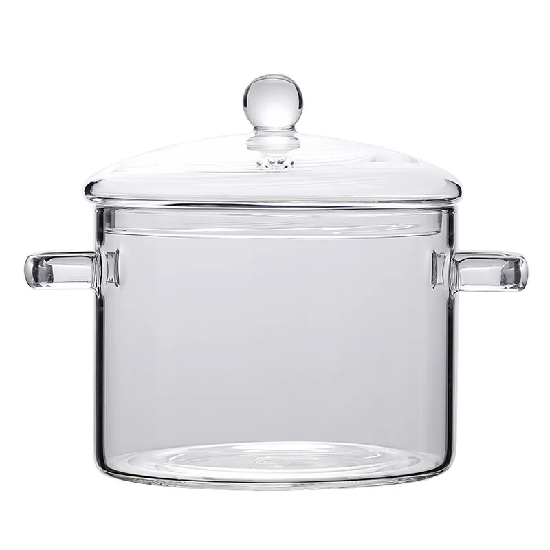 Стеклянная антипригарная Кастрюля для приготовления пищи посуда из боросиликатного стекла с крышкой