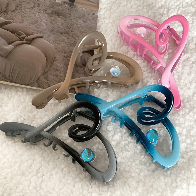 Ombre Heart Shaped Metal Shark Claw Clips - Bling Hair  display picture 2