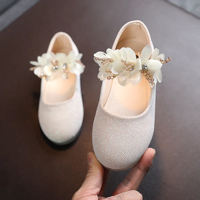 Zapatos de princesa sólidos, zapatos casuales para niños pequeños, zapatos  para niños y niñas, zapatos de bebé de cristal (blanco, 9.5-10 años)