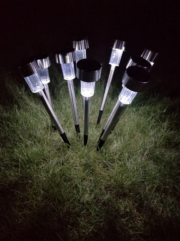 Free shipping to USA&UK 10pcs 5W High Brightness Solar Power LED Lawn Lamps with Lampshades White & Silver