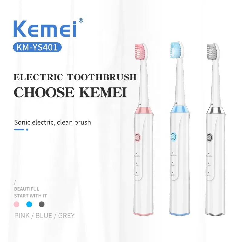 Kemei Km-Ys401waterproof Portable Usb Tooth Brush Rechargeable Powered Automatic Sonic Electric Toothbrush